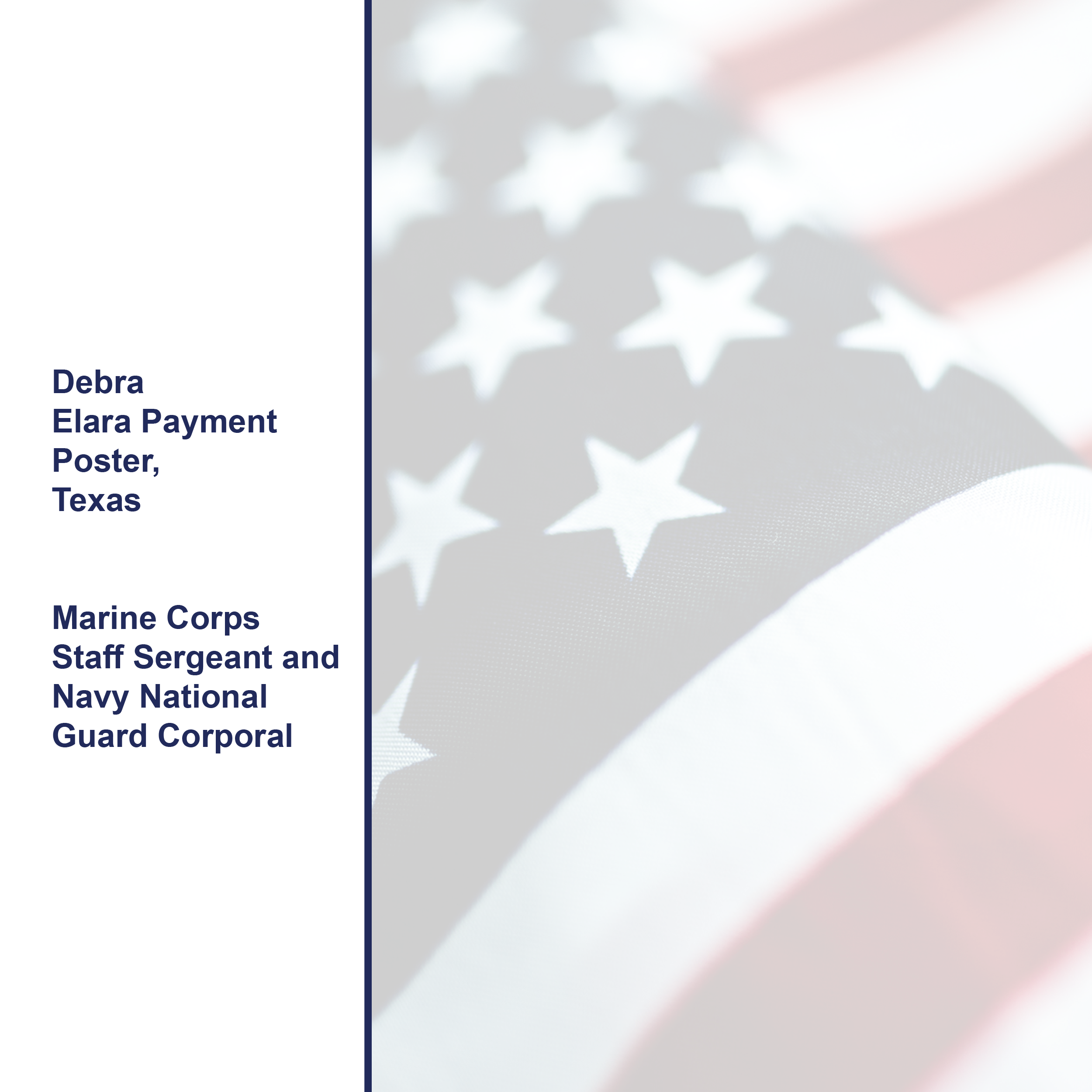 Debra - Veteran Team Member - Payment Poster Texas